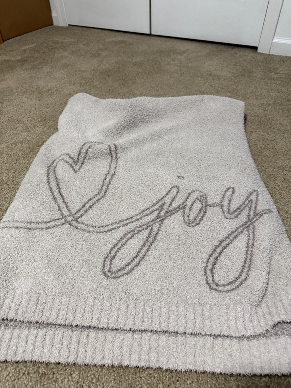 Barefoot Dreams Cream & Taupe 'Joy' Plush Throw Blanket